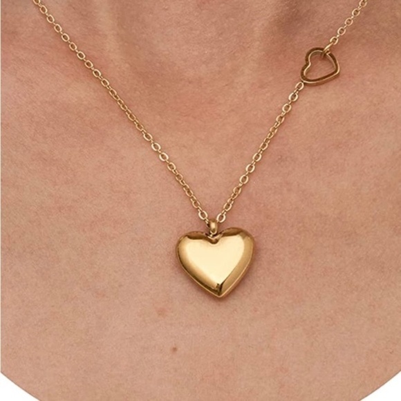 Jewelry - Gold 18k Played Heart Chain Necklace